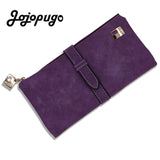 Luxury Purple Drawstring Nubuck PU Leather Long Women's Wallet  Fashion Designer Purse High Quality Female Gift Money Bag