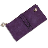 Luxury Purple Drawstring Nubuck PU Leather Long Women's Wallet  Fashion Designer Purse High Quality Female Gift Money Bag