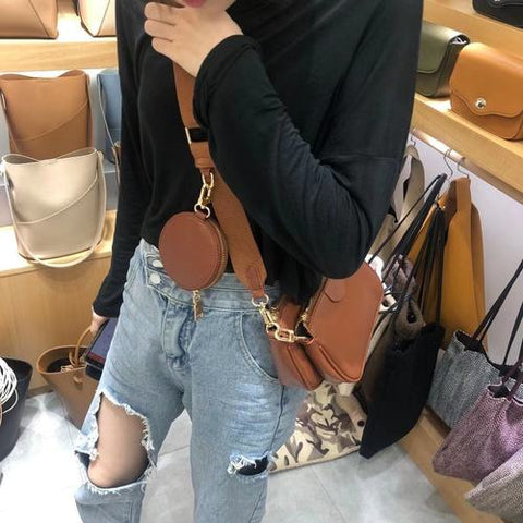 Fashion Solid Color PU Leather Shoulder Messenger Bag Casual Crossbody Bags Women Handbags Totes Bag 3 Sets Evening Clutch Purse