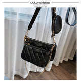 Fashion Solid Color PU Leather Shoulder Messenger Bag Casual Crossbody Bags Women Handbags Totes Bag 3 Sets Evening Clutch Purse