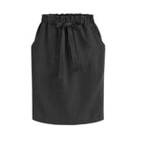 2020 New Spring Summer Elegant Midi Skirts Womens Office Pencil Skirt Cotton Elastic Waist Package Hip Skirt Bow Skirt Green