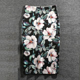 Women Skirts Summer Print Flowers Pencil Skirt Casual Skirts Knee-Length Plus Size Faldas Mujer Moda Jupe Femme