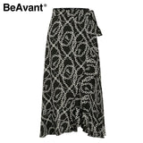 BeAvant Zebra stripe women midi skirt High waist straight animal print female bottom skirt Leisure party night club ladies skirt