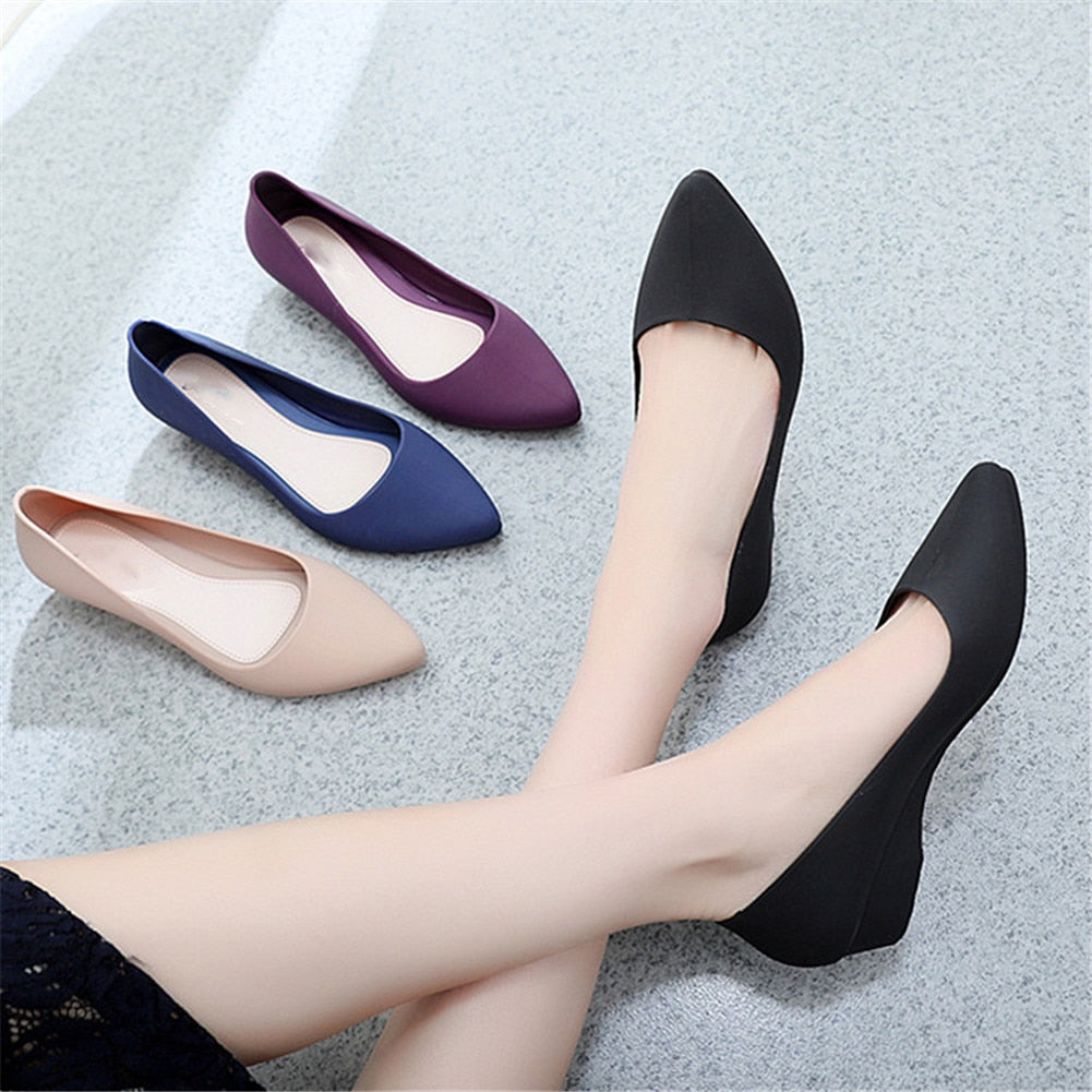 2020 Spring Summer Women Shoes Comfort Pointed Toe Pumps Mid Heels Slip On Female Wedge Shoes Black Pink Casual Ladies Shoes