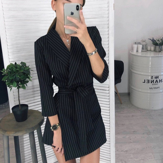 Women Vintage Sashes A-line Party Mini Dress Long Sleeve Notched Collar Solid Casual Elegant Dress 2020 Autumn New Fashion Dress