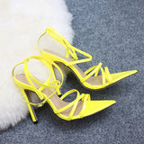 Super High 11.5CM Thin Heels Women Sandals Ankle Strap Pumps Shoes Woman Ladies Pointed Toe High Heels Dress Party Shoes