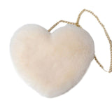 Fashion Women's Heart Shaped Faux Fur Crossbody Wallet Purse Chain Shoulder Bag Lady Handbag