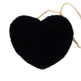 Fashion Women's Heart Shaped Faux Fur Crossbody Wallet Purse Chain Shoulder Bag Lady Handbag