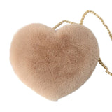 Fashion Women's Heart Shaped Faux Fur Crossbody Wallet Purse Chain Shoulder Bag Lady Handbag