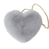 Fashion Women's Heart Shaped Faux Fur Crossbody Wallet Purse Chain Shoulder Bag Lady Handbag