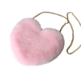 Fashion Women's Heart Shaped Faux Fur Crossbody Wallet Purse Chain Shoulder Bag Lady Handbag