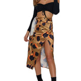 Hot Summer Sexy Women Lace Up Skirts Fashion High Waist Ruffles Loose Slim Long Wrap Skirt Ladies Leopard Beach Clothing Female