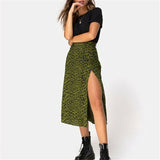 Hot Summer Sexy Women Lace Up Skirts Fashion High Waist Ruffles Loose Slim Long Wrap Skirt Ladies Leopard Beach Clothing Female