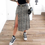 Hot Summer Sexy Women Lace Up Skirts Fashion High Waist Ruffles Loose Slim Long Wrap Skirt Ladies Leopard Beach Clothing Female