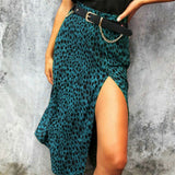 Hot Summer Sexy Women Lace Up Skirts Fashion High Waist Ruffles Loose Slim Long Wrap Skirt Ladies Leopard Beach Clothing Female