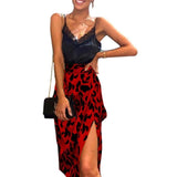 Hot Summer Sexy Women Lace Up Skirts Fashion High Waist Ruffles Loose Slim Long Wrap Skirt Ladies Leopard Beach Clothing Female