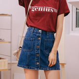 Denim Skirt High Waist A-line Mini Skirts Women 2020 Summer New Arrivals Single Button Pockets Blue Jean Skirt Style Saia Jeans