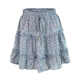 Sexy Women Fashion High Waist Frills Skirt for Women Broken Flower Half-length Skirt Printed Beach A Short Mini Skirts New 2019