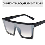 15 colors Flat Top Sunglasses Men Women Brand Designer Square Shades Gradient Sun Glasses Men Cool One Piece UV400 Mirror