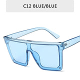 15 colors Flat Top Sunglasses Men Women Brand Designer Square Shades Gradient Sun Glasses Men Cool One Piece UV400 Mirror