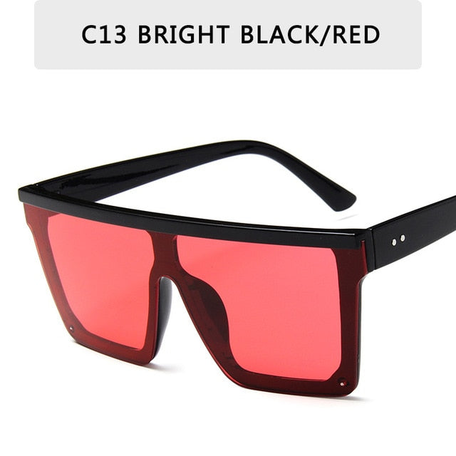 15 colors Flat Top Sunglasses Men Women Brand Designer Square Shades Gradient Sun Glasses Men Cool One Piece UV400 Mirror