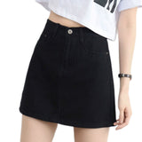 Women Button Denim Jeans Bodycon Mini Skirts Strench High Waist  Sexy Club Skirt Summer