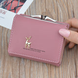 2020 Cartoon Leather Women Wallets Pocket Ladies Purse Clutch Wallet Women Short Card Holder Cute Girls Deer Wallet Portfel W061