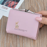 2020 Cartoon Leather Women Wallets Pocket Ladies Purse Clutch Wallet Women Short Card Holder Cute Girls Deer Wallet Portfel W061