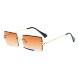 OEC CPO Fashion Popular Rimless Rectangle Sunglasses Women Men Shades Alloy Glasses UV400 O264