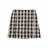 Women Split Details Plaid Mini Skirt with Under Shorts Mini Skort In Check