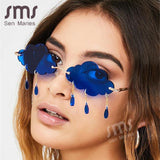 Fashion Rimless Sunglasses Women 2020 Vintage Clouds Tassel Steampunk Sunglasses Men Frameless Punk Glasses Shades UV400 Oculos