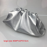 22/38cm Small/Large PU Leather Pouch Handbag Women 2020 Soft Purse Clutch Bags Evening Party Purse Women Trend Ruched Cloud Bags