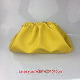 22/38cm Small/Large PU Leather Pouch Handbag Women 2020 Soft Purse Clutch Bags Evening Party Purse Women Trend Ruched Cloud Bags