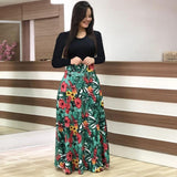 Spring Autumn For Women Dress 2020 Casual Long Sleeve O-neck Tunic  Patchwork Dresses Fashion Vintage Print Maxi Dress Vestidos