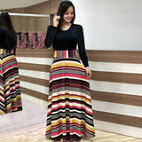 Spring Autumn For Women Dress 2020 Casual Long Sleeve O-neck Tunic  Patchwork Dresses Fashion Vintage Print Maxi Dress Vestidos