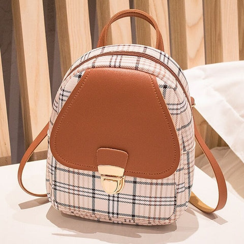 Vento Marea Mini Backpack Crossbody Bag For Teenage Girl Plaid Women Shoulder Phone Purse Korean Style New Trendy Female Bagpack