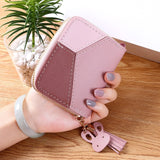 Geometric Luxury Brand Leather Wallets Women Long Zipper Coin Purses Tassel Design Clutch Wallet Female Money Credit Card Holder