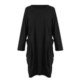 Women Casual Loose Dress with Pocket Ladies Fashion O Neck Long Tops Female T Shirt Dress Streetwear Plus Size 5XL vestidos