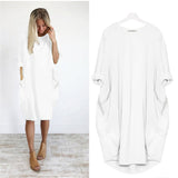 Women Casual Loose Dress with Pocket Ladies Fashion O Neck Long Tops Female T Shirt Dress Streetwear Plus Size 5XL vestidos