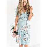 Hot Sale  Women's Summer Bohemian Floral V-Neck Loose Empire Fashion Casual Dress Sundress