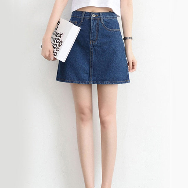 Zoki Sexy Women Denim Mini Skirt Fashion Summer High Waist Korean Black Skirt Blue Package Hip Jeans Harajuku Plus Size Cotton