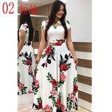 Elegant autumn Women's Dress 2020 Casual Bohemia Flower Print Maxi Dresses Fashion Hollow Out Tunic Vestidos Dress Plus Size 5XL