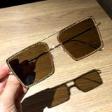 Fashion Transparent square sunglasses metal frame Women overize glasses Men Eyeglasses Frame nerd plain glasses clear shades