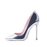 GENSHUO Women Pumps High Heels Silver Sexy High Heels Shoes for Women Stilettos Fashion Luxury Wedding Party Shoes Big Size