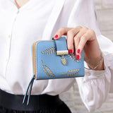 Women Wallet Fashion Purse Female Short Wallets Hollow Leave Pouch Handbag For Women Coin PU Leather Purses Card Holder Carteira