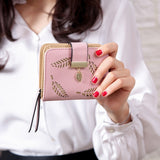 Women Wallet Fashion Purse Female Short Wallets Hollow Leave Pouch Handbag For Women Coin PU Leather Purses Card Holder Carteira