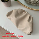 22/38cm Small/Large PU Leather Pouch Handbag Women 2020 Soft Purse Clutch Bags Evening Party Purse Women Trend Ruched Cloud Bags