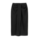 Klacwaya Women 2020 Chic Fashion With Knot Wrap Midi Skirt Vintage High Waist Front Slit Female Skirts Faldas Mujer high street